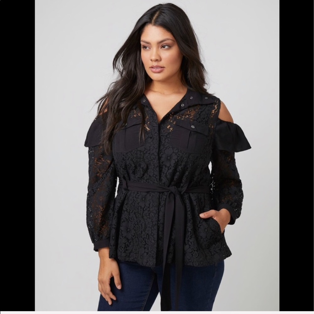 💋🖤👠COLD-SHOULDER LACE JACKET TOP👠🖤💋